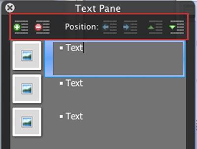 Icons within the Text Pane to re-position the text within SmartArt graphic