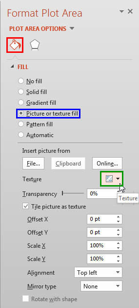 Picture or texture fill option selected Picture or texture fill option selected