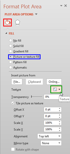 Picture or texture fill option selected