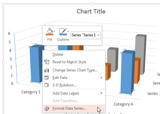 Format Data Series option selected Format Data Series option selected