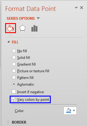 Vary colors by point check-box selected