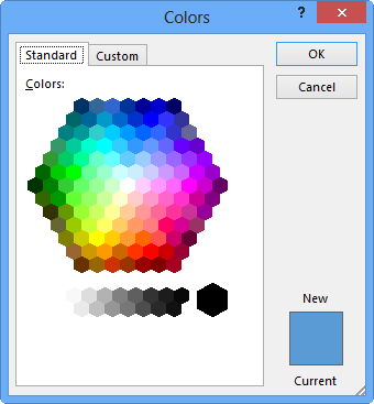 Standard tab of the Colors dialog box Standard tab of the Colors dialog box