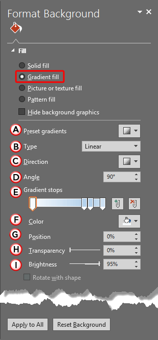 Gradient fill radio button selected Gradient fill radio button selected