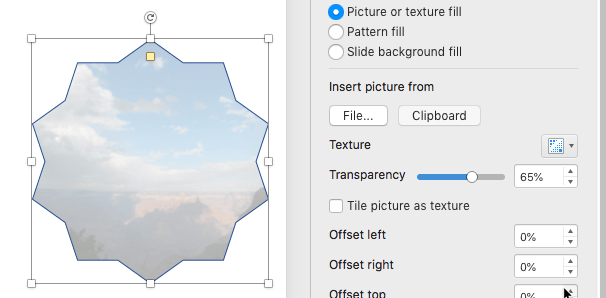 Transparency applied to a picture fill