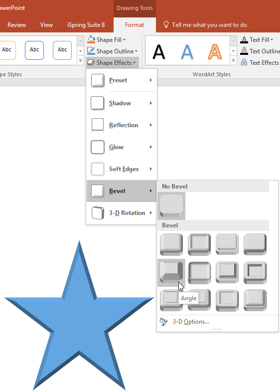 Shape with the Live Preview of the Bevel effect