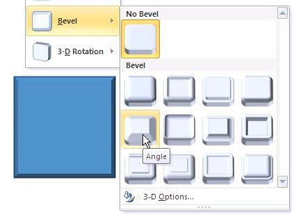 Bevel effect applied to a Rectangle shape