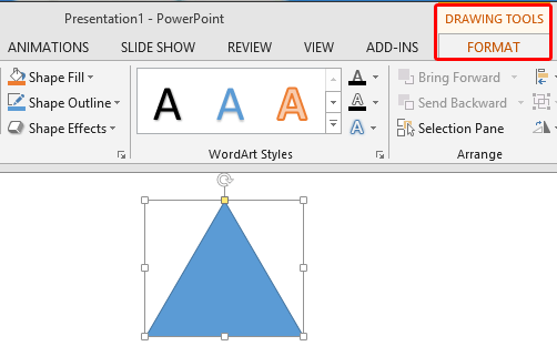 Drawing Tools Format tab of the Ribbon