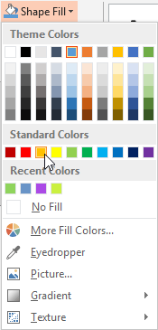 Shape Fill drop-down gallery