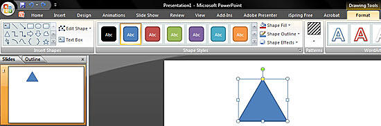 Drawing Tools Format tab of the Ribbon