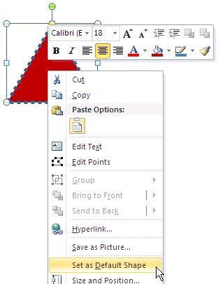 Set as Default Shape option