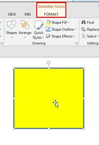 Rectangle shape inserted and selected