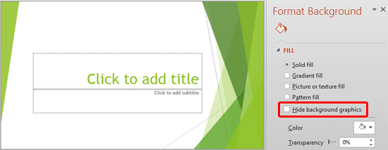 Slide background with Hide Background Graphics check-box deselected