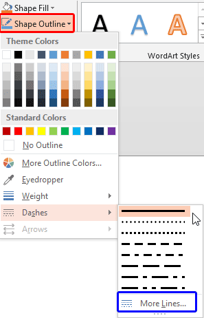 Shape Outline drop-down gallery