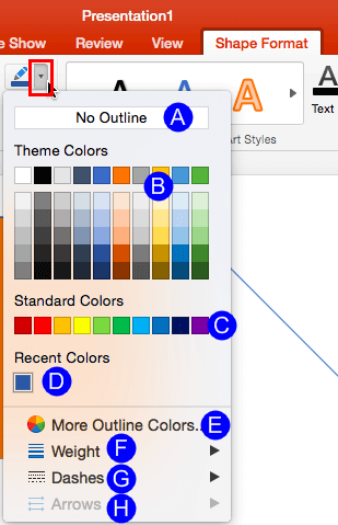 Shape Outline drop-down gallery Shape Outline drop-down gallery