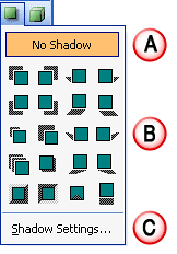 Shadow flyout menu