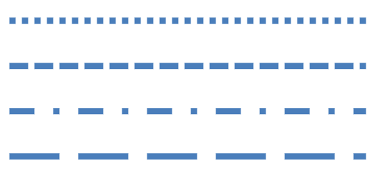 Dash style variations in outlines