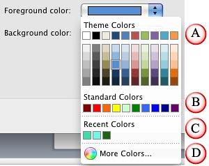Color drop-down gallery