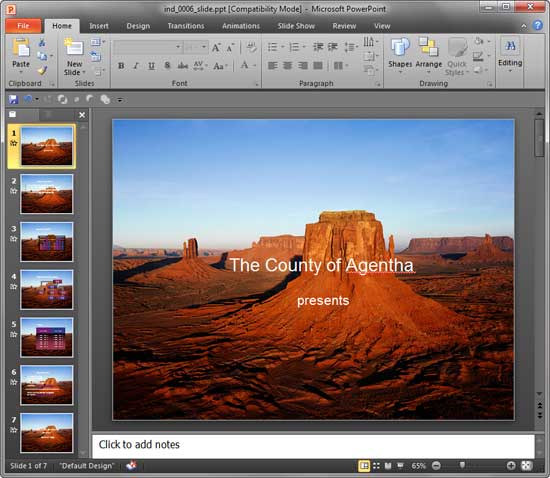 Presentation with a picture fill background