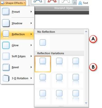 Apply Reflection Effects to Shapes in PowerPoint 2007 for Windows