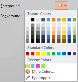 Colors drop-down gallery