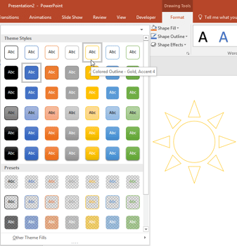 Shape Styles in PowerPoint 2016 for Windows