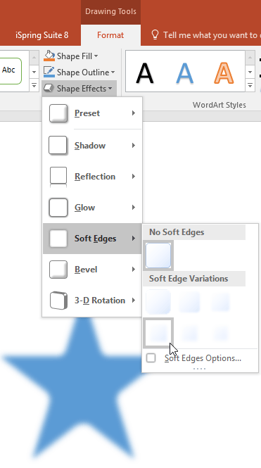 Shape with the live preview of the Soft Edge effect