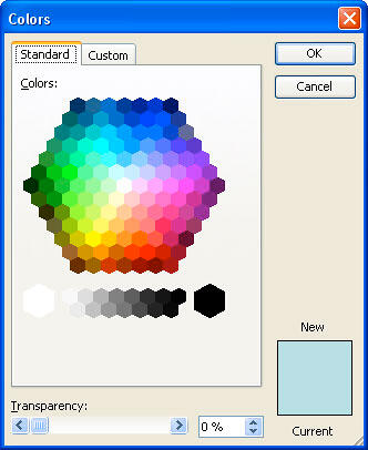 Standard tab of the Colors dialog box Standard tab of the Colors dialog box