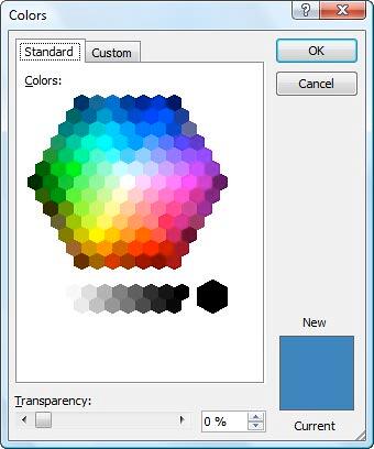 Standard tab of the Colors dialog box Standard tab of the Colors dialog box