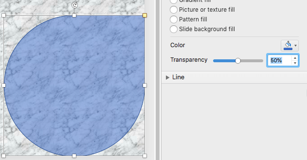 Fill transparency changed for the shape