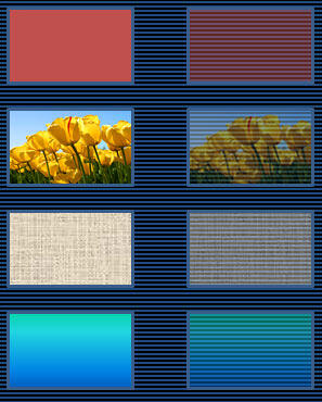 Original shapes with various fills and their semi-transparent counterparts