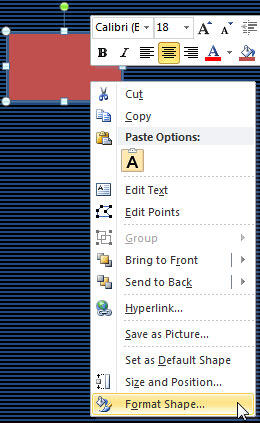 Format Shape option selected