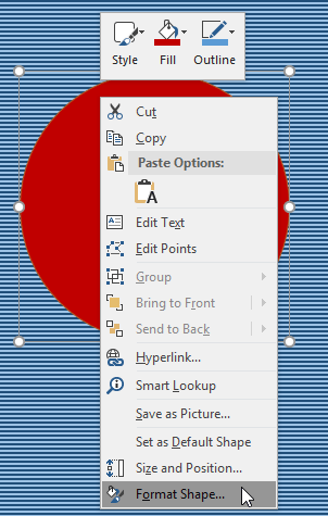 Format Shape option selected