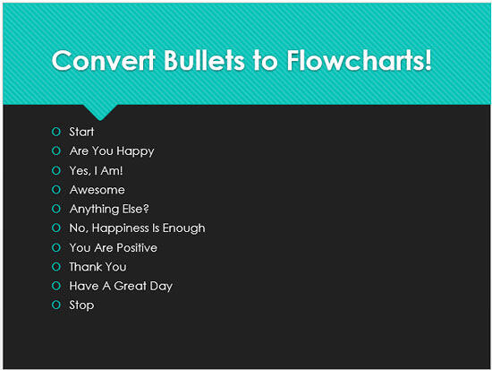 Bulleted list with 10 steps