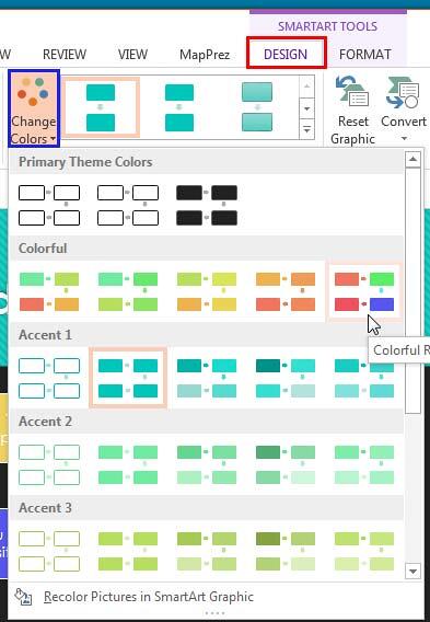 Change Colors drop-down gallery Change Colors drop-down gallery