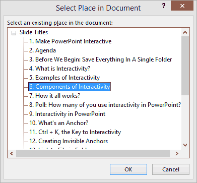 The Select Place in Document dialog box
