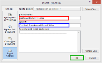 Create a Hyperlink to a New Email Message in PowerPoint 2013 for Windows
