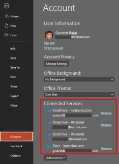 Manage and Remove Connected Services in PowerPoint 365 for Windows