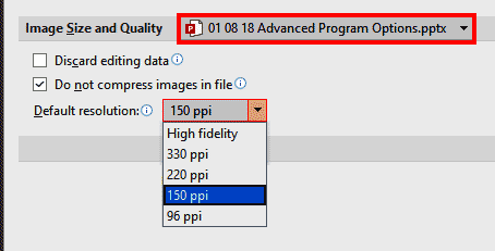 Image size and quality in PowerPoint 365