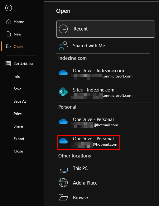 Add Places in PowerPoint 365 for Windows