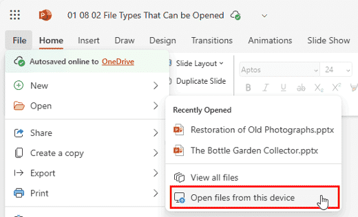 File Types That Can be Opened in PowerPoint for the Web