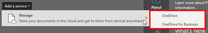 Storage services in PowerPoint 365 Storage services in PowerPoint 365