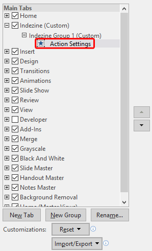 Command added within custom group