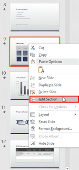 Adding and Renaming Sections in PowerPoint 2016 for Windows
