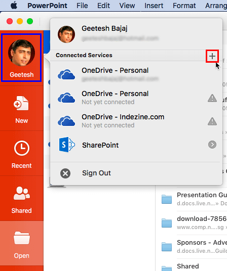 Add a Service button within Backstage view