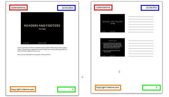 Header and Footer elements in Notes and Handouts
