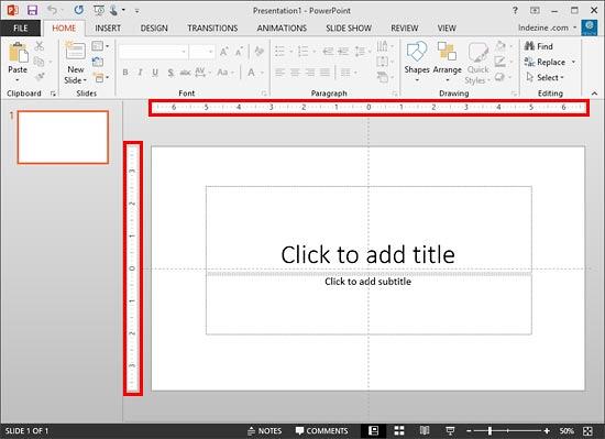 Rulers made visible in PowerPoint Rulers made visible in PowerPoint
