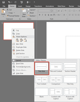 Changing Slide Layout in PowerPoint 2016 for Windows