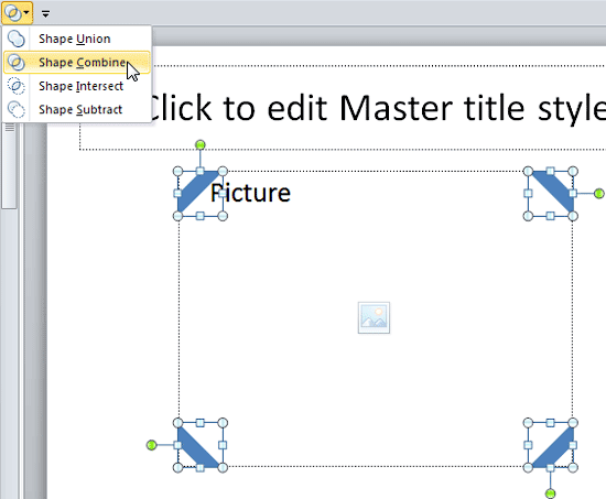 Combine Shapes drop-down menu