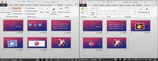 Presentations in Slide Sorter view