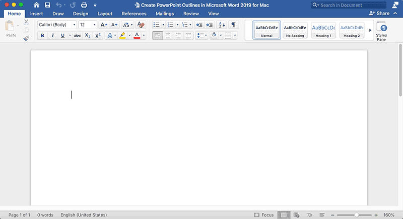 outline in word for mac